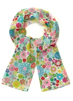 New BADER Schal mit Fantasiedessin WEISS-LIMETTE-ROSÉ-APFELGRÜN-TÜRKIS