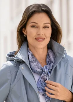 Clearance BADER Schal mit Fantasiedessin WEISS-STAHLBLAU-GRAU-MAUVE