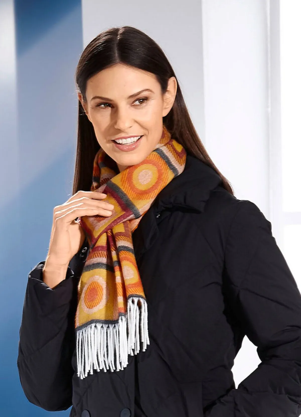 New BADER Schal mit geometrischen Formen SAFRAN-ORANGE