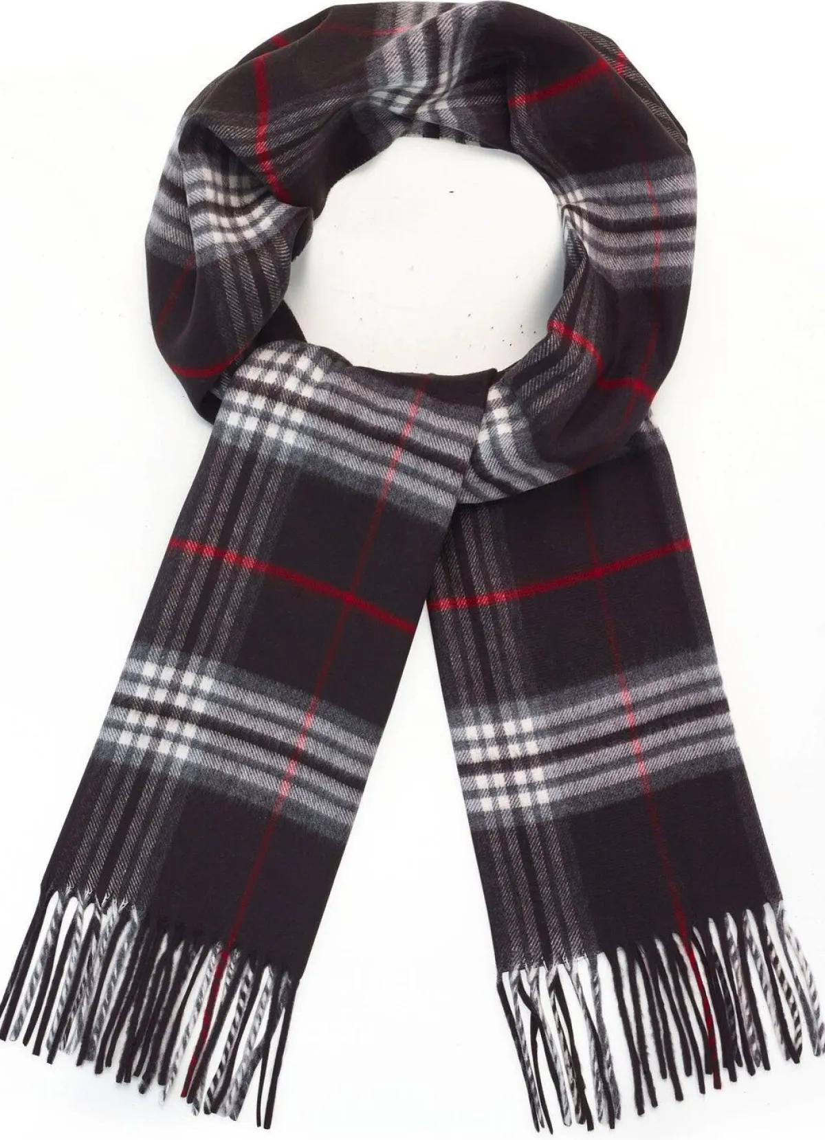 New BADER Schal mit Karodessin SCHWARZ-GRAU-CREME-ROT
