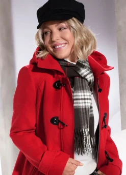New BADER Schal mit Karodessin SCHWARZ-GRAU-CREME-ROT