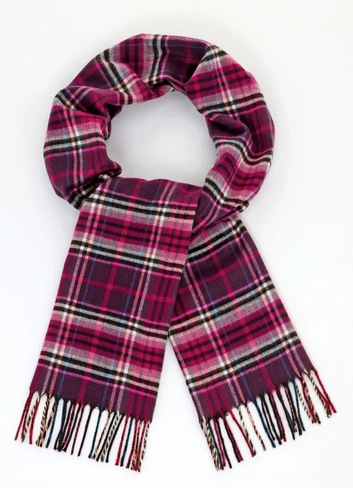 Clearance BADER Schal mit Karodessin BEERE-BUNT