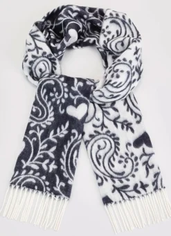 Best BADER Schal mit Paisley- und Herzmotiven ECRU-SCHWARZ