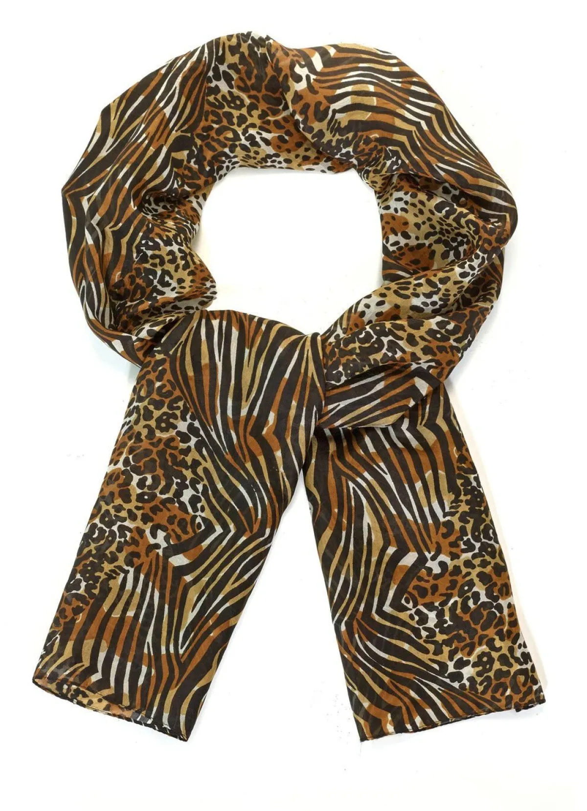 Sale BADER Schal mit Raubtierfell- und Zebradessin WEISS-BEIGE-CAMEL-SCHWARZ