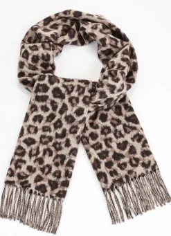 Discount BADER Schal mit Raubtierfell-Dessin BEIGE-MOKKA-SCHWARZ