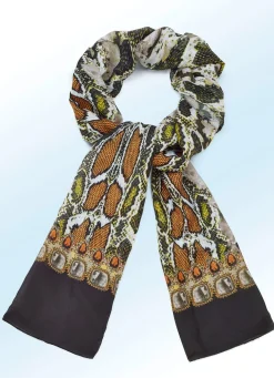 Hot BADER Schal mit Reptildessin WEISS-OCKER