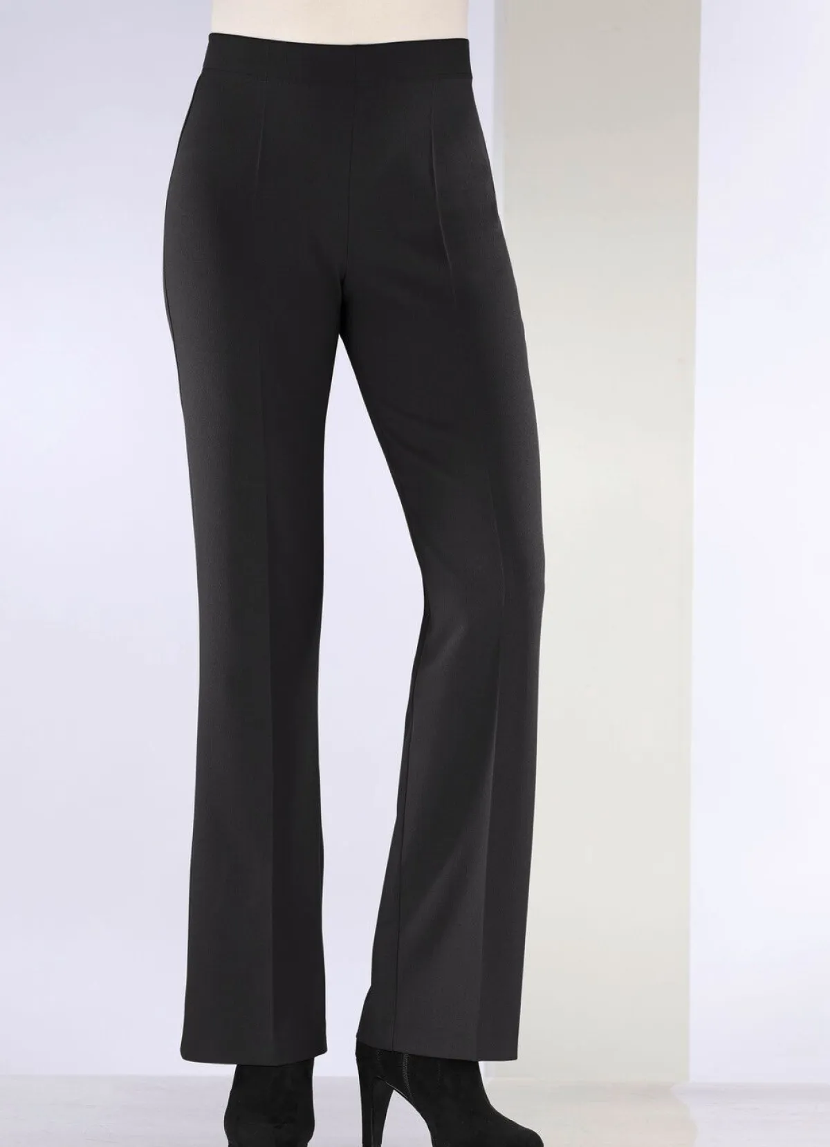 KLAUS MODELLE MADE IN GERMANY Schicke Hose mit ausgestellter Fußweite SCHWARZ