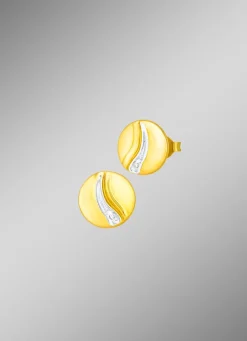 Best BADER Schicke Ohrstecker in Bicolor mit 2 Diamanten
