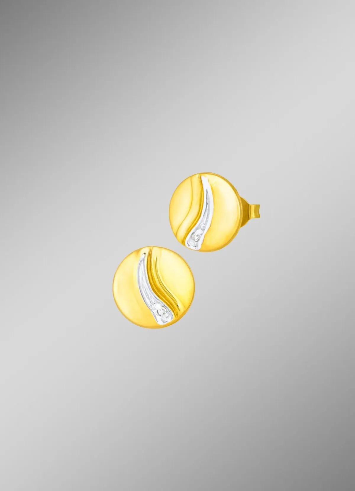 Best BADER Schicke Ohrstecker in Bicolor mit 2 Diamanten