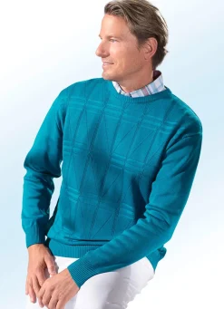 BADER Schicker Rundhalspullover in 3 Farben PETROL