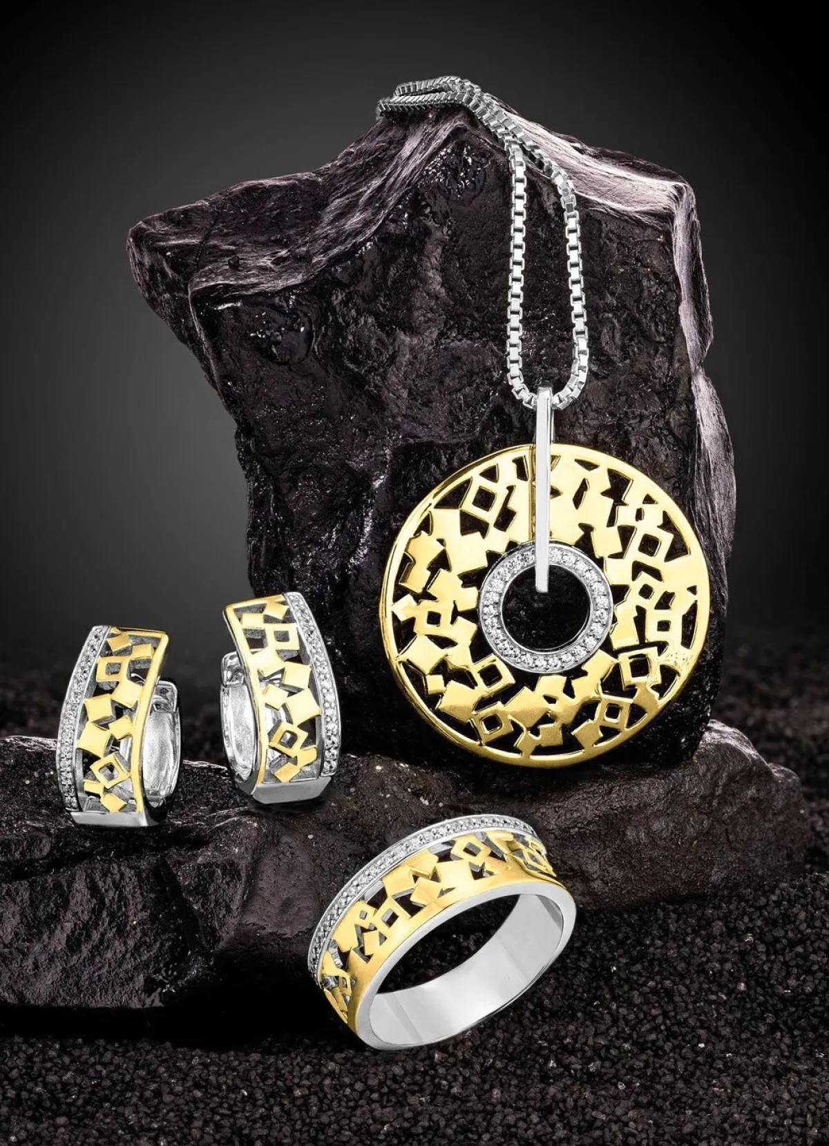 Sale BADER Schicker Anhänger in Bicolor mit Zirkonia