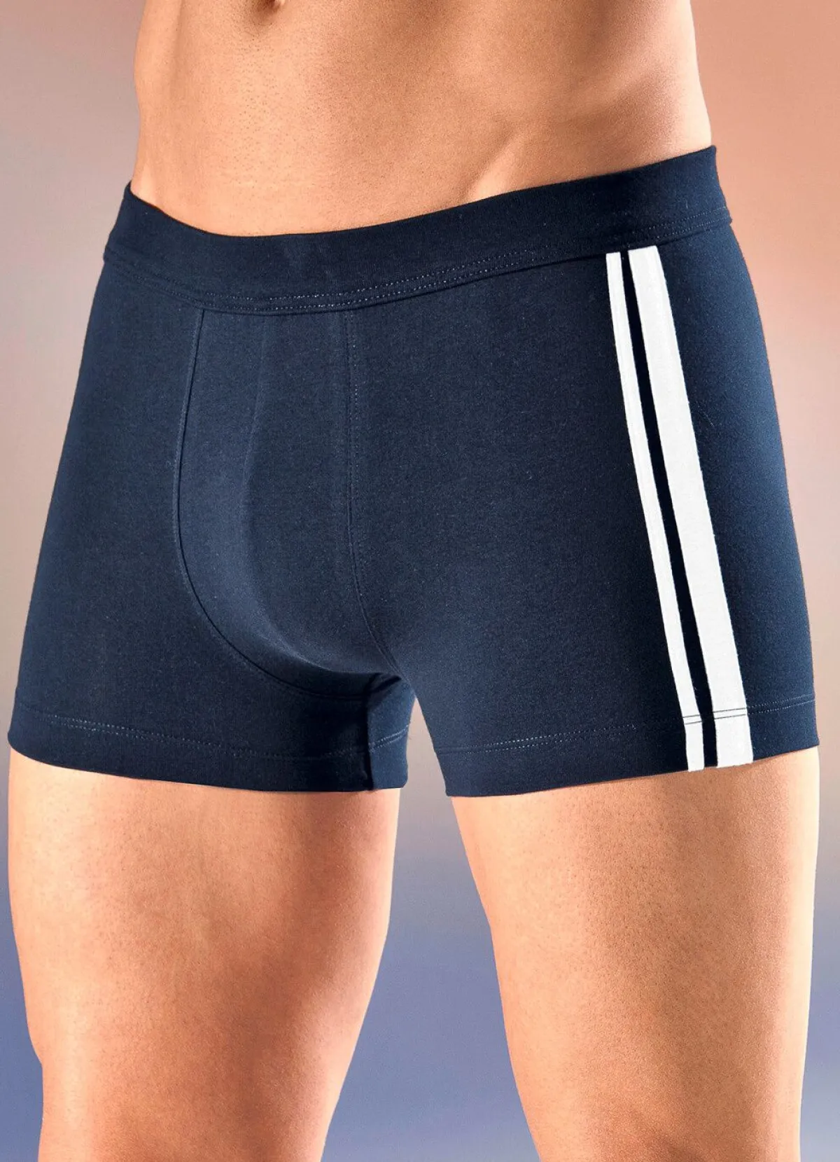 New SCHIESSER Dreierpack Pants mit Kontraststreifen 1X MARINE, 1X GRAU MELIERT, 1X SCHWARZ