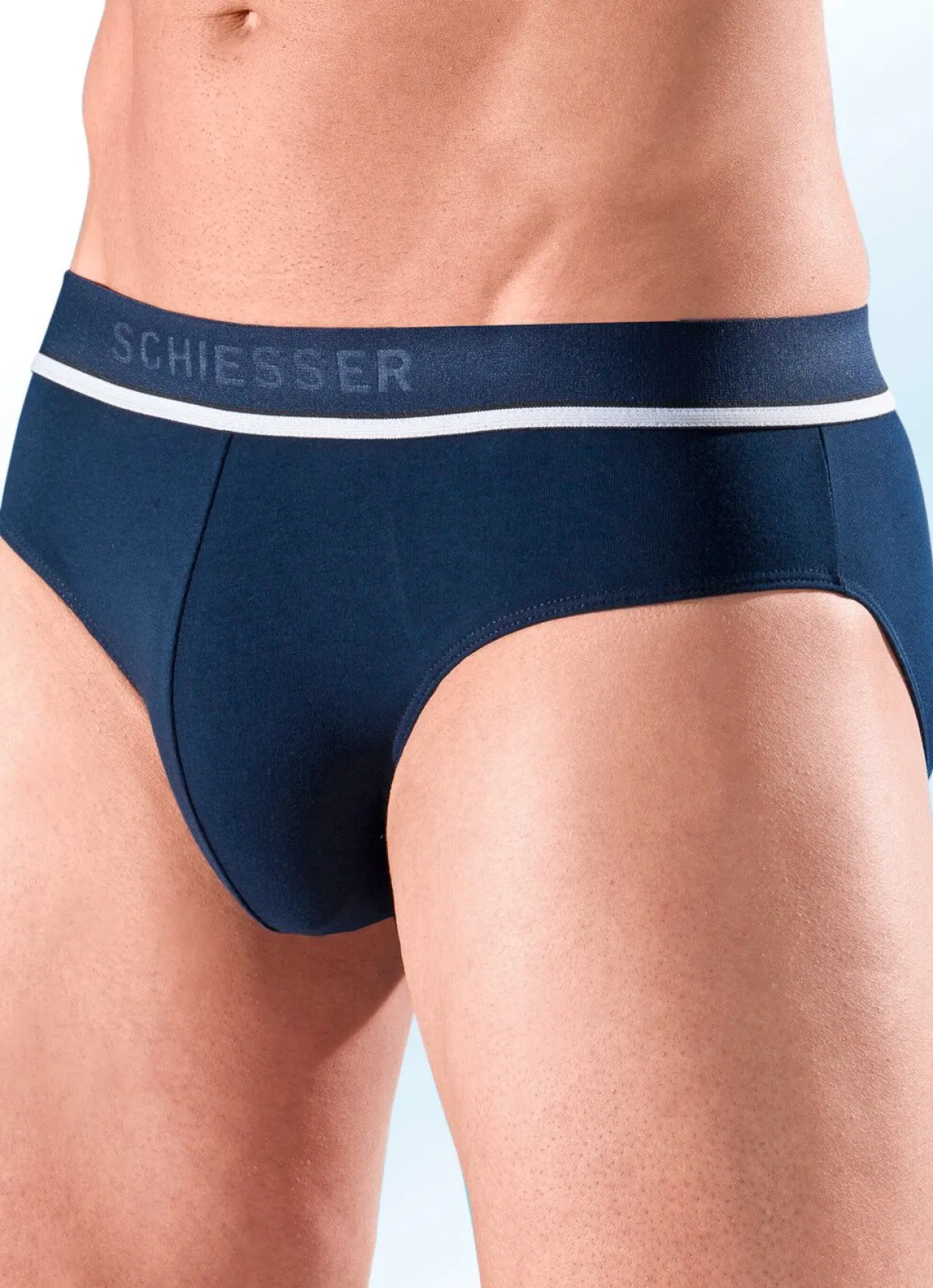 Outlet BADER Schiesser Dreierpack Slips aus Feinjersey 1X MARINE, 1X ROT, 1X GRAU MELIERT
