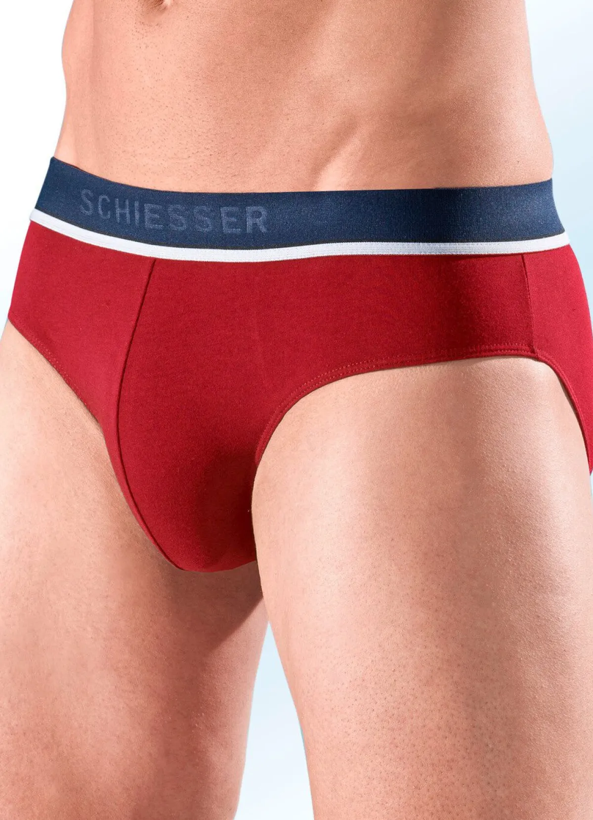 Outlet BADER Schiesser Dreierpack Slips aus Feinjersey 1X MARINE, 1X ROT, 1X GRAU MELIERT