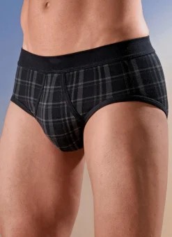 Outlet SCHIESSER Zweierpack Slips mit Karodessin SCHWARZ