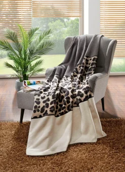 Online BORBO Schlafdecke im trendigen Leo-Dessin BRAUN-ANTHRAZIT-BEIGE