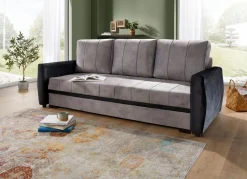 Clearance BADER Schlafsofa mit Bettkasten SILBER-SCHWARZ