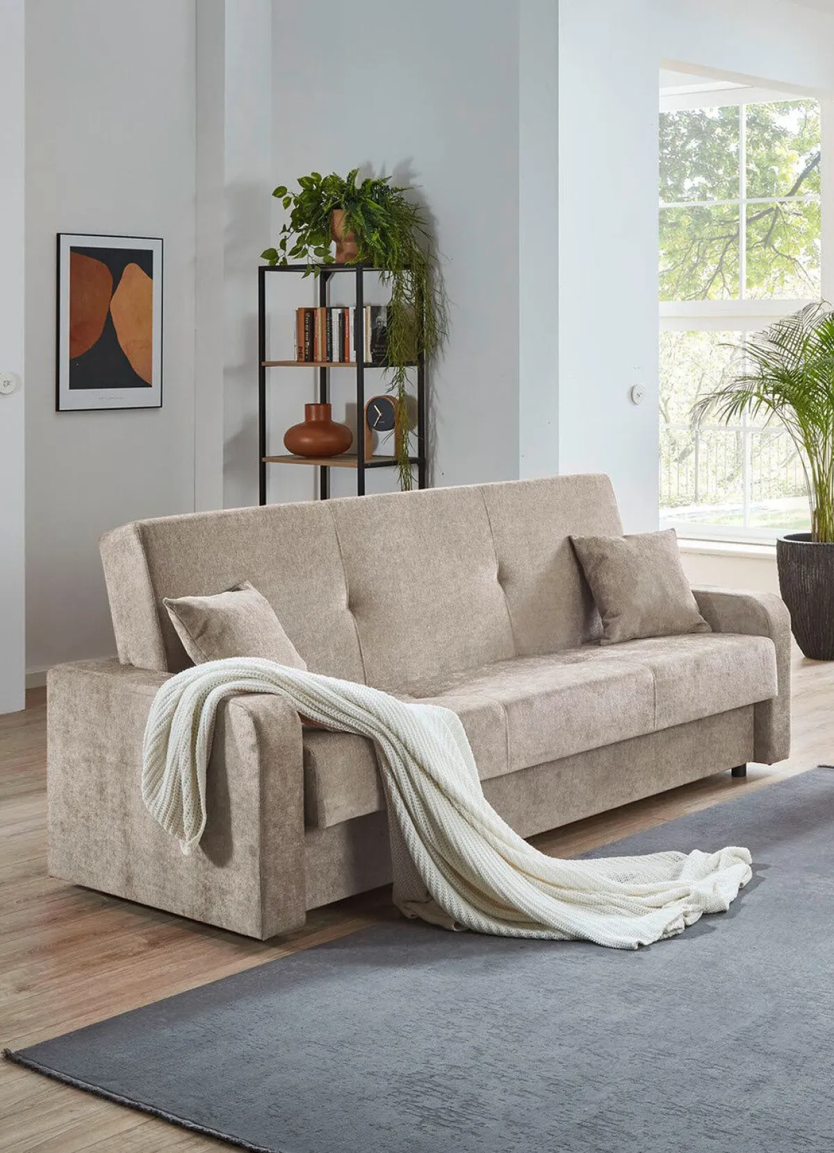 Sale BADER Schlafsofa mit Bettkasten CREME