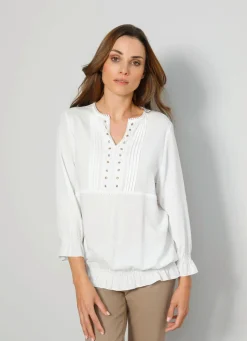 Outlet BADER Schlupfbluse mit Rüschen WEISS