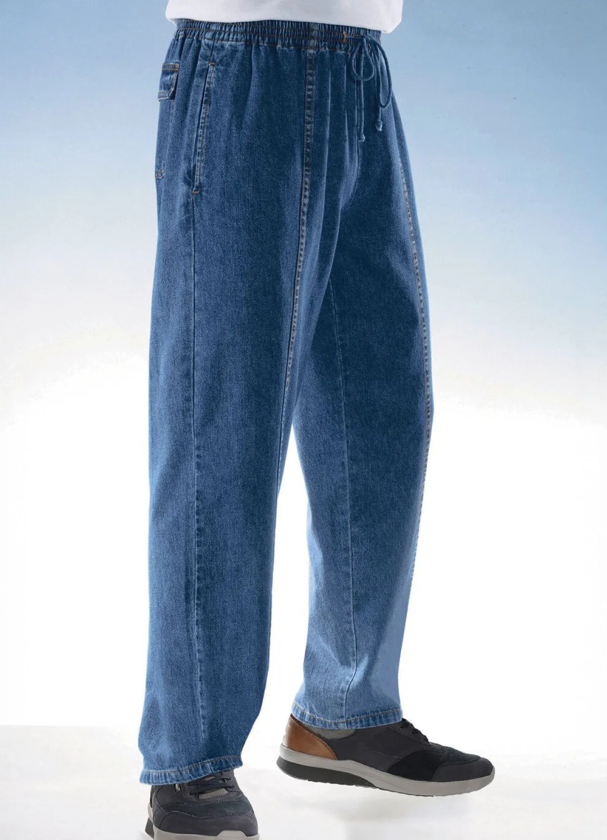 BADER Schlupfjeans mit Gummibund und Kordelzug in 4 Farben JEANSBLAU