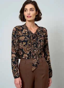 Clearance BADER Schluppenbluse SCHWARZ-BRAUN