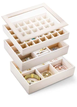 Sale BADER Schmuckkoffer aus Kunstleder mit Samtinnenfutter beige-hellbeige