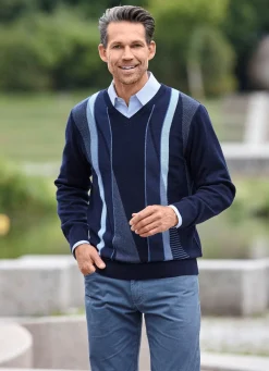 New BADER Schöner V-Pullover in 2 Farben MARINE-BLAU
