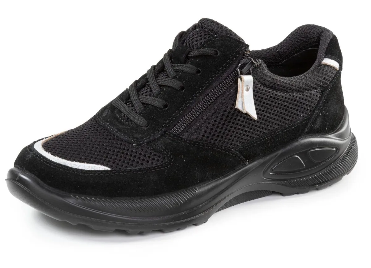 Best BADER Schnürschuh aus Meshmaterial und Veloursleder SCHWARZ