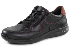 Outlet BADER Schnürschuh aus Nappaleder mit Nubukleder-Besätzen SCHWARZ-BORDEAUX