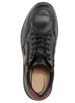 Outlet BADER Schnürschuh aus Nappaleder mit Nubukleder-Besätzen SCHWARZ-BORDEAUX