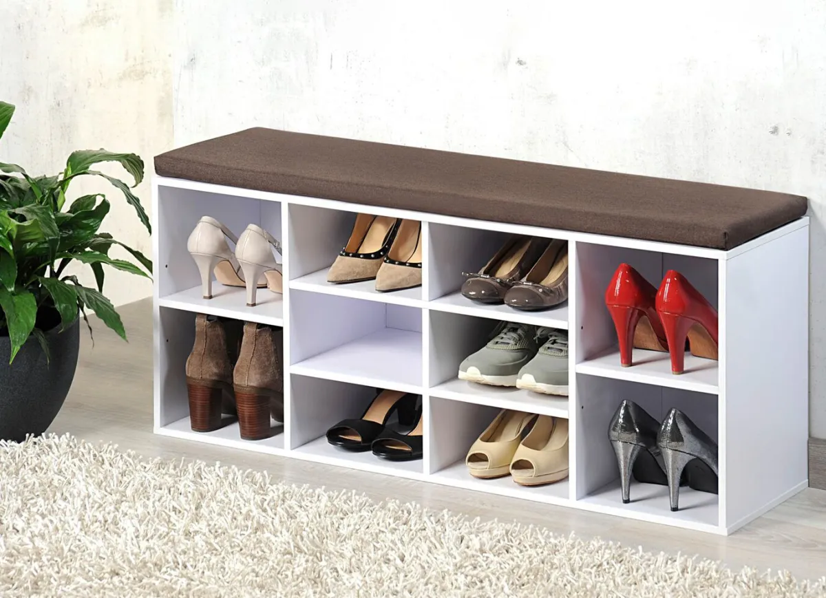 Best BADER Schuhbank mit Sitzkissen WEISS