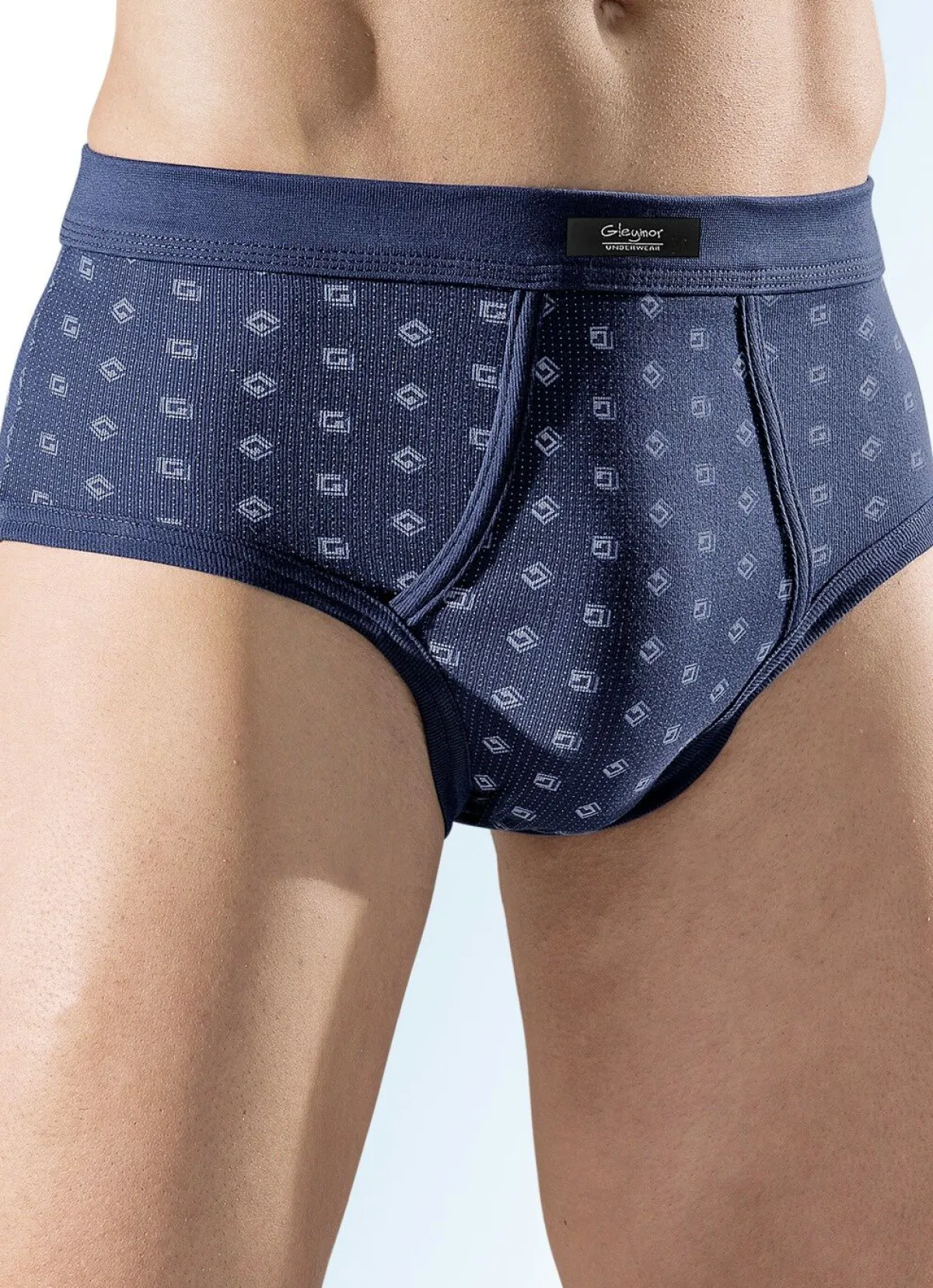 Sale GLEYMOR Sechserpack Slips aus FeinrIpp, bunt dessiniert 3X NAVY-BUNT, 3X HELLBLAU-BUNT