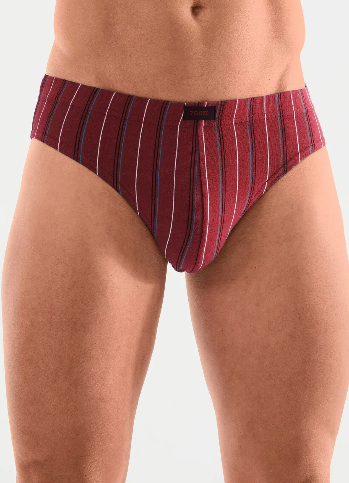 Best BADER Sechserpack Slips mit Streifendessin 1X SCHWARZ-,1X BORDEAUX-, 1X INDIGO-BUNT, 3X UNI SCHWARZ