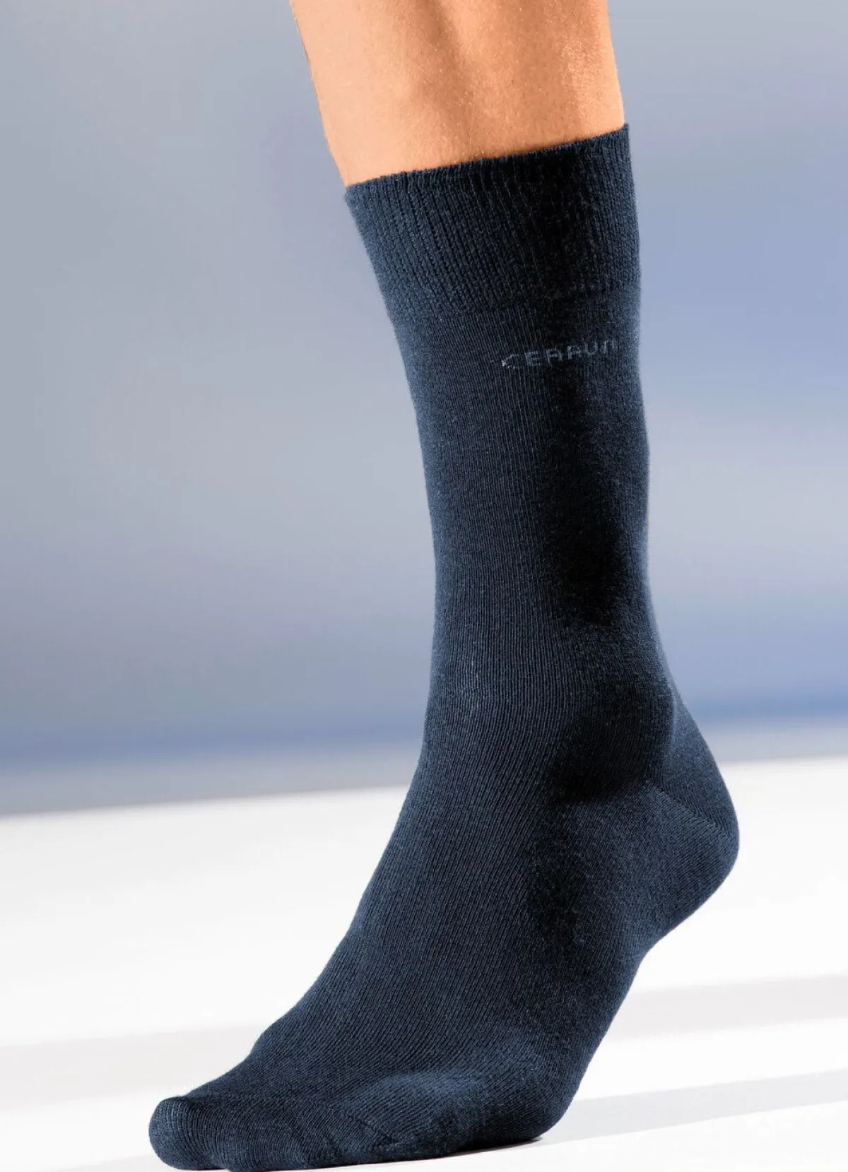 Hot Cerruti 1881 Sechserpack Socken mit gedoppeltem Komfortbund 3X ANTHRAZIT MELIERT, 3X UNI MARINE