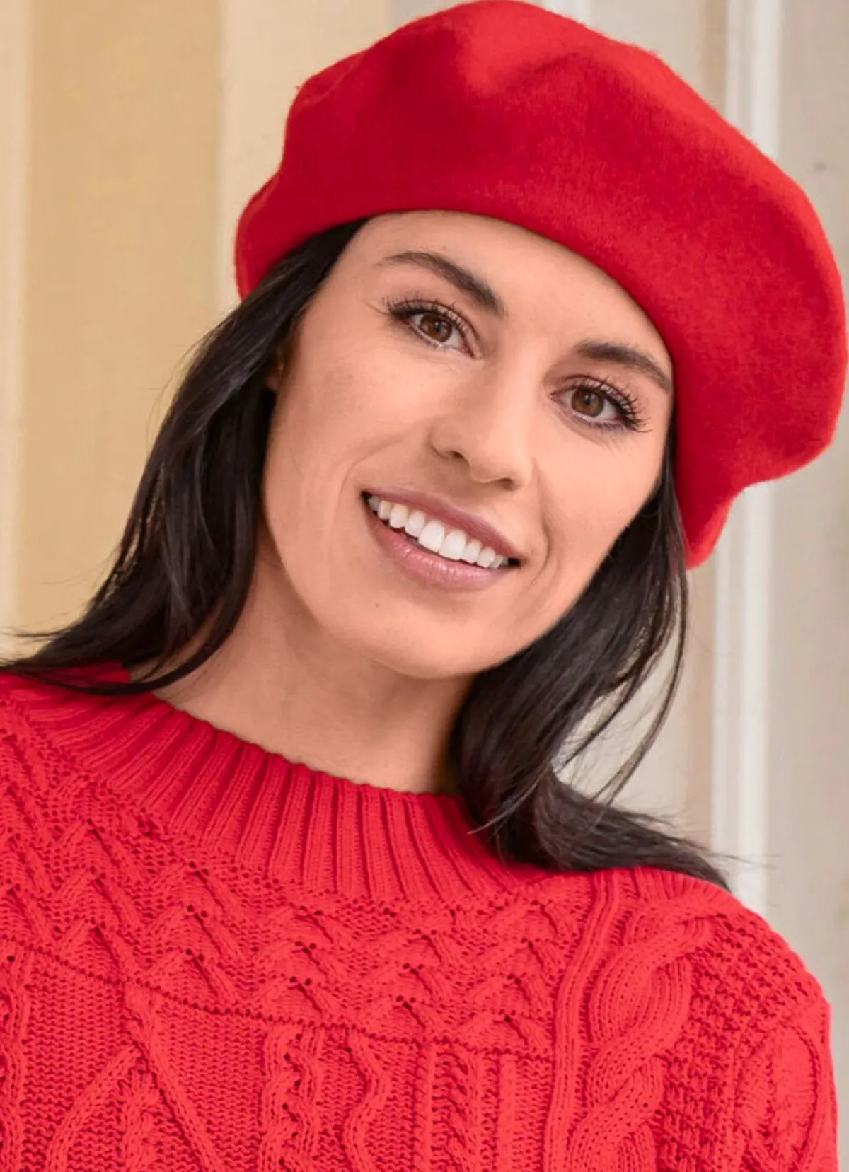 Best Seeberger , Damen-Baskenmütze, aus Schurwolle FEUERROT