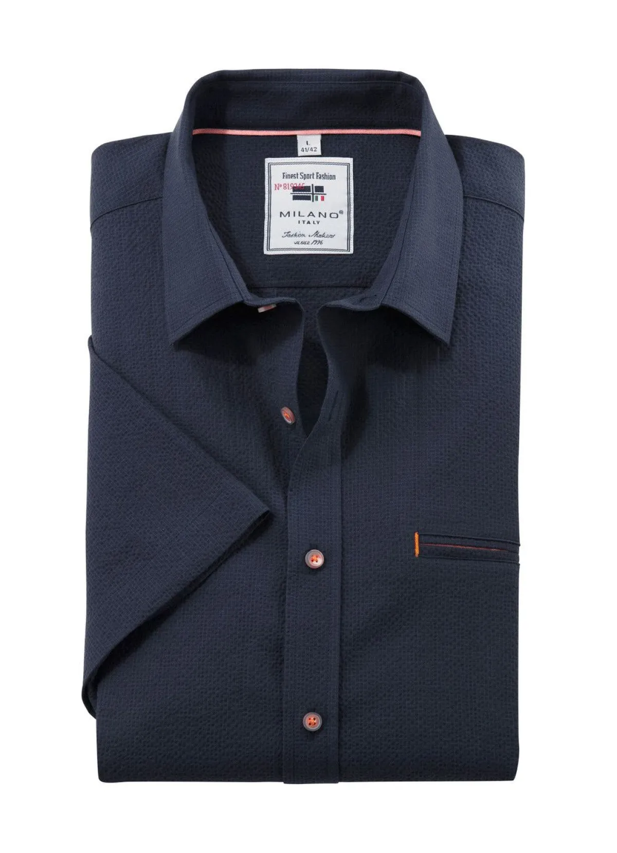 New BADER Seersucker Hemd von "Milano Italy" in 3 Farben MARINE
