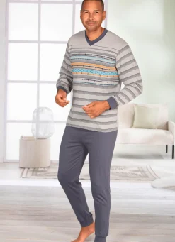 Discount BADER Set: Schlafanzug und Shorty mit V-Ausschnitt GRAU-BUNT