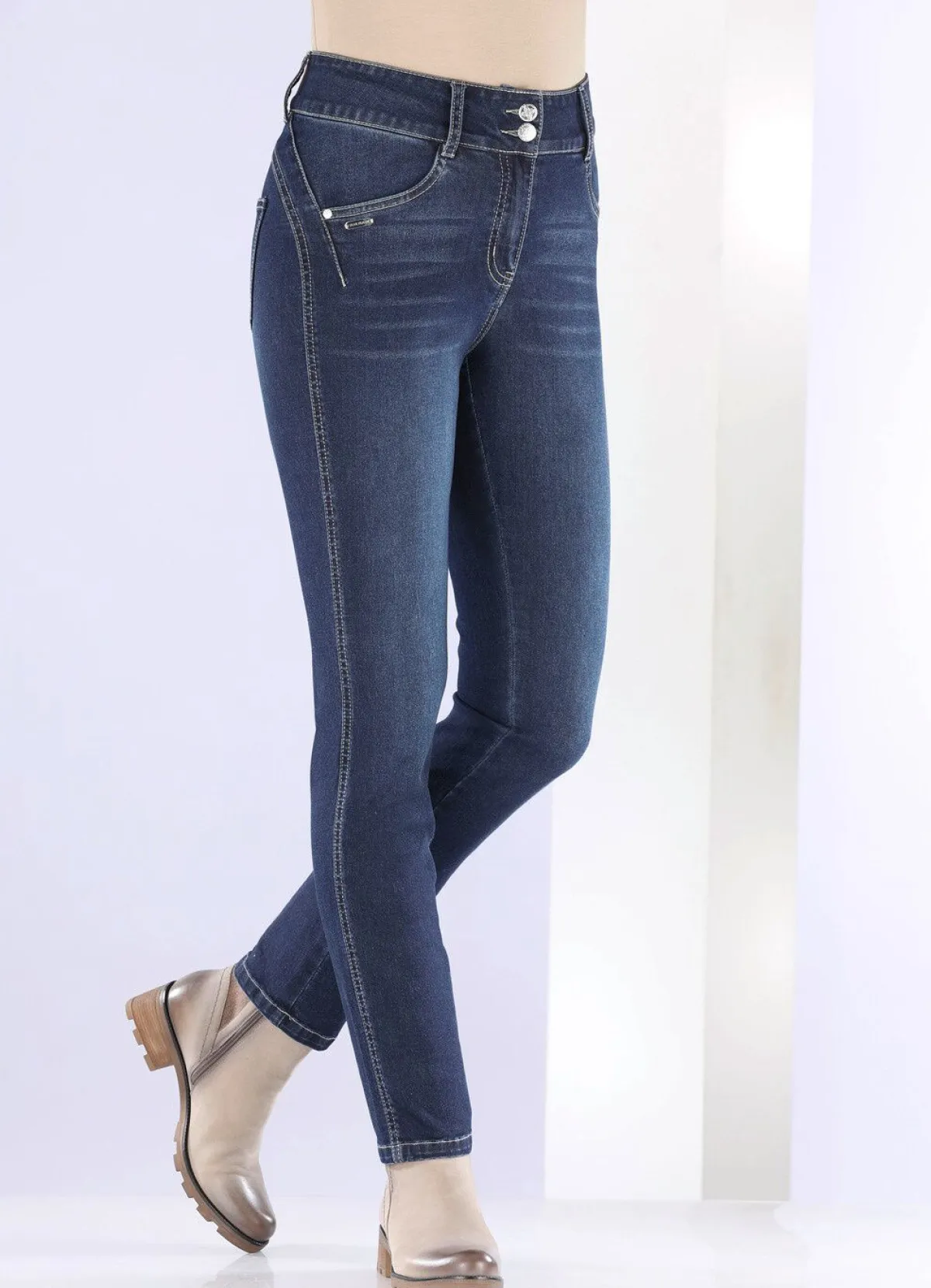 Discount BADER Shaping-Jeans in 4-Pocket-Form DUNKELBLAU