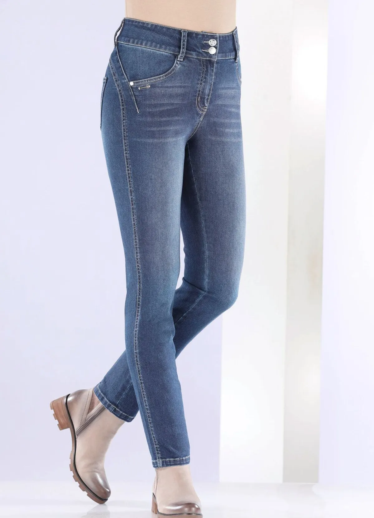 Hot BADER Shaping-Jeans in 4-Pocket-Form JEANSBLAU