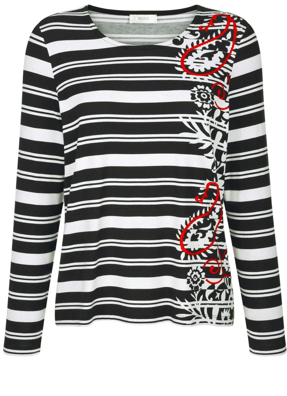 Sale BADER Shirt mit roten Farbakzenten SCHWARZ-ROT-WEISS