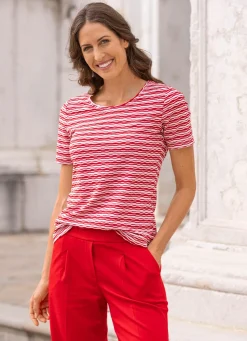 Sale BADER Shirt in geringelter Optik in 2 Farben ROT-WEISS