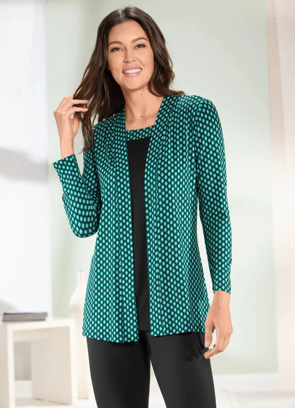 Outlet BADER Shirt in 2-in-1 Optik SMARAGD-SCHWARZ