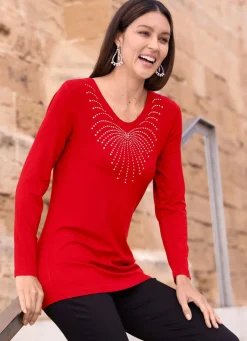 Clearance BADER Shirt mit abgerundetem V-Ausschnitt in 4 Farben ROT