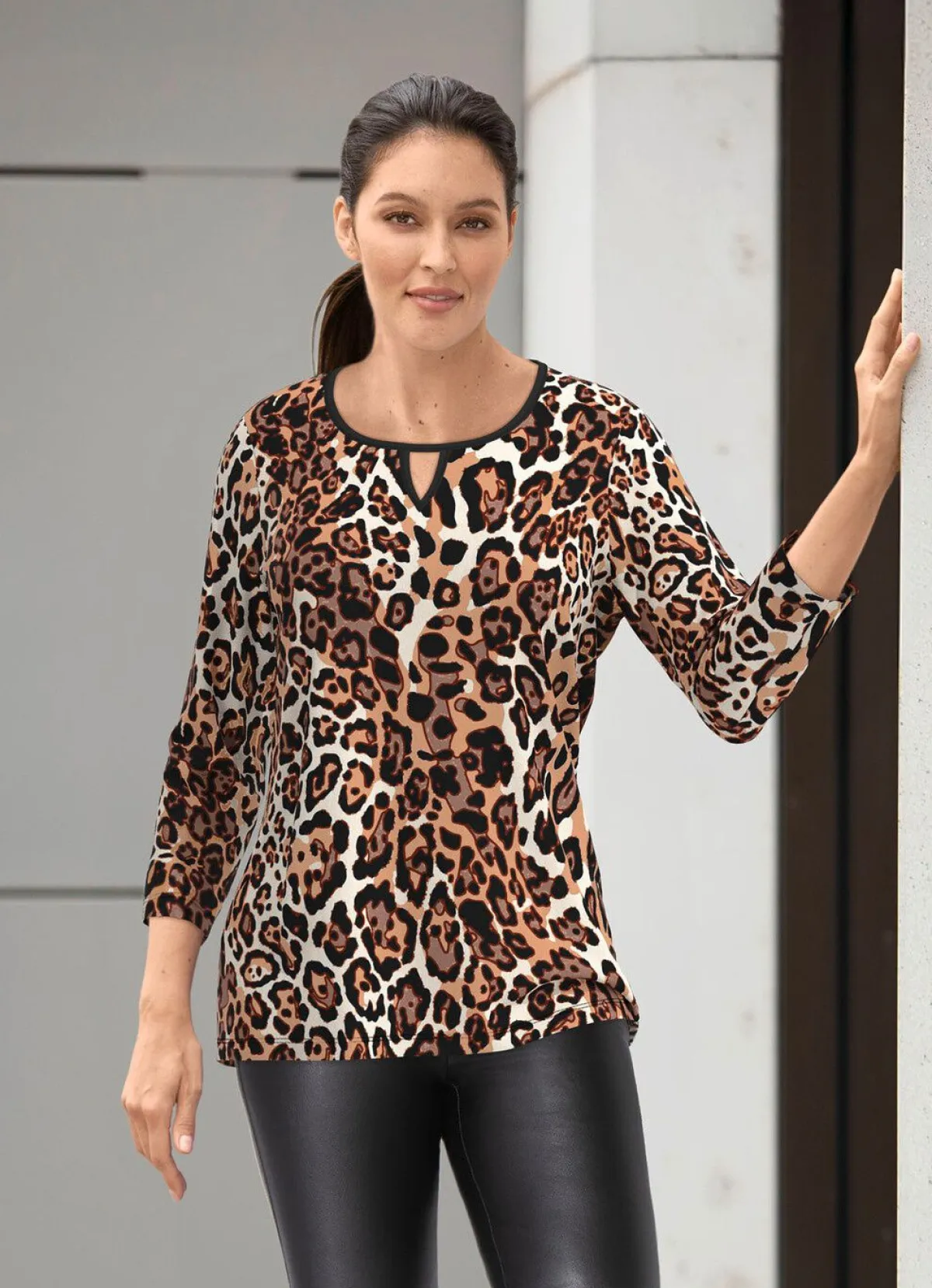 Sale OBB Shirt mit aktuellem Tierfell-Dessin BEIGE-SCHWARZ-ECRU