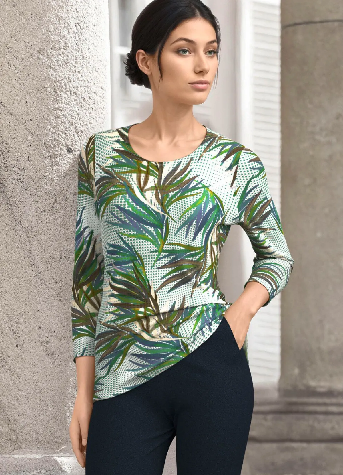 Discount KLAUS MODELLE MADE IN GERMANY Shirt mit Allover Druck GRÜN-BLAU