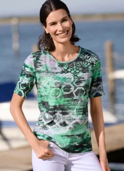 BADER Shirt mit Alloverdruck GRÜN-ECRU-MULTICOLOR
