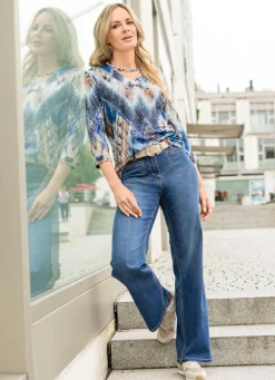 Clearance BADER Shirt mit Allover-Druck in 2 Farben BLAU-CAMEL-EISBLAU