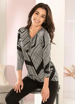 Online BADER Shirt mit aufwendig gearbeiteter Zierblende SCHWARZ-ECRU-TAUPE