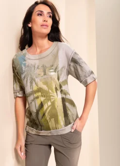 Hot BADER Shirt mit Baumwolle KHAKI-LIMONE-BEIGE-BUNT