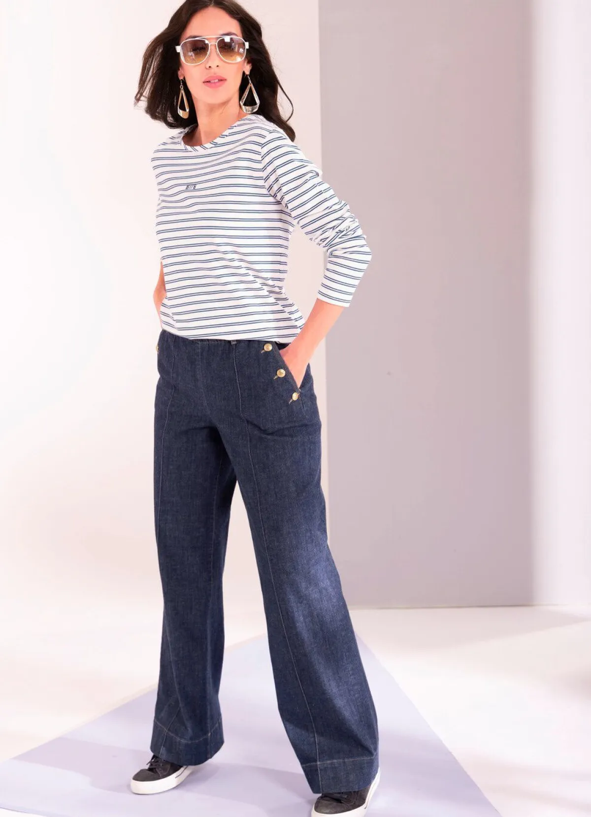 Online B/ANCA Shirt mit Baumwolle ECRU-MARINE